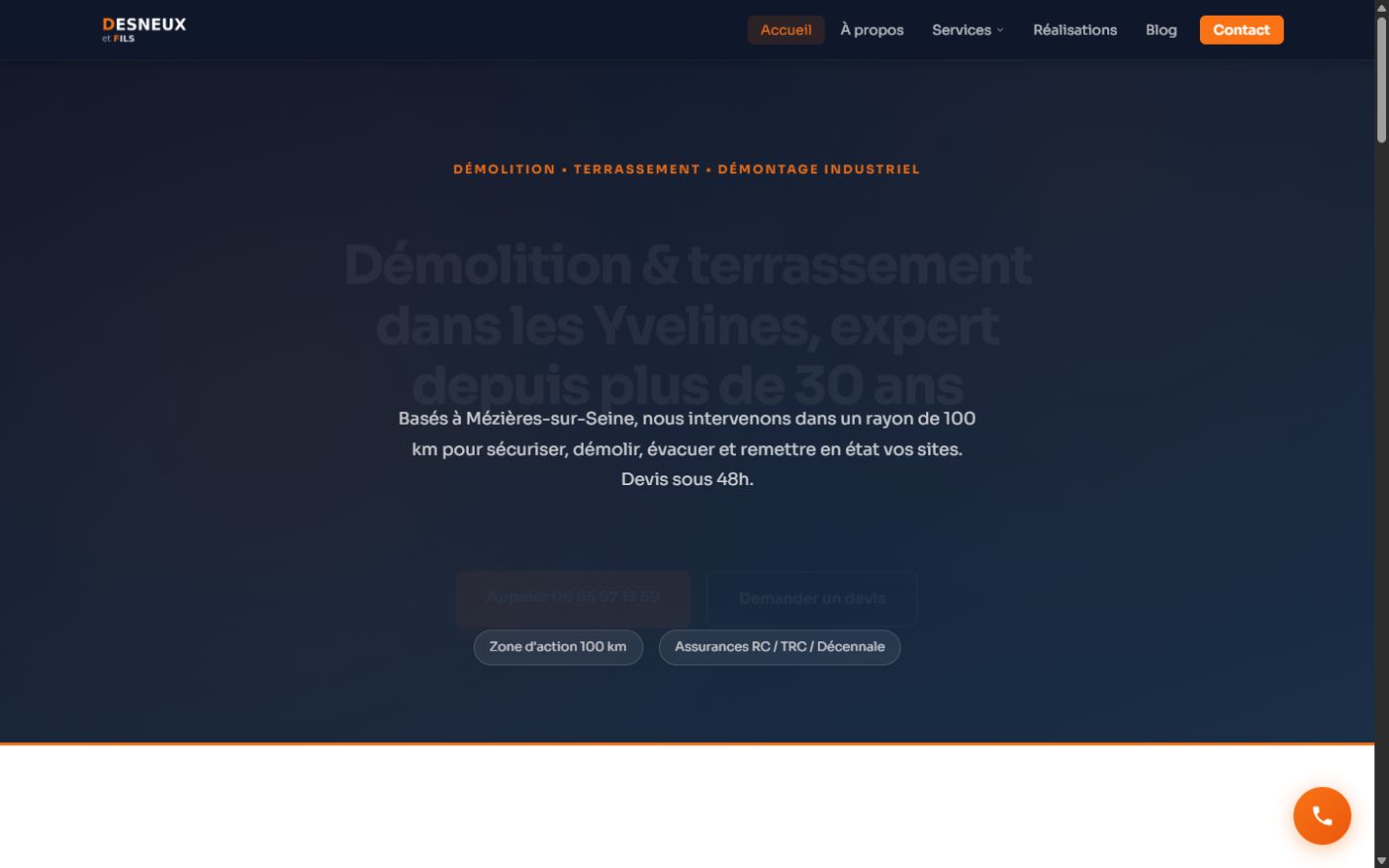 Desneux & Fils | Entreprise de démolition, affichage sur ordinateur