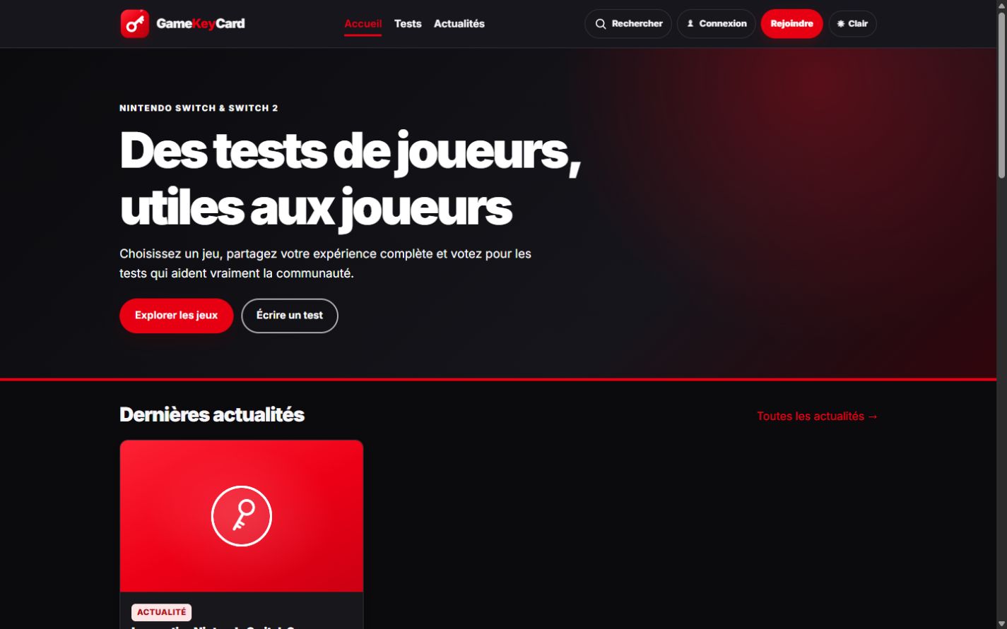 GameKeyCard | Plateforme consacrée aux jeux vidéo physiques, affichage sur ordinateur
